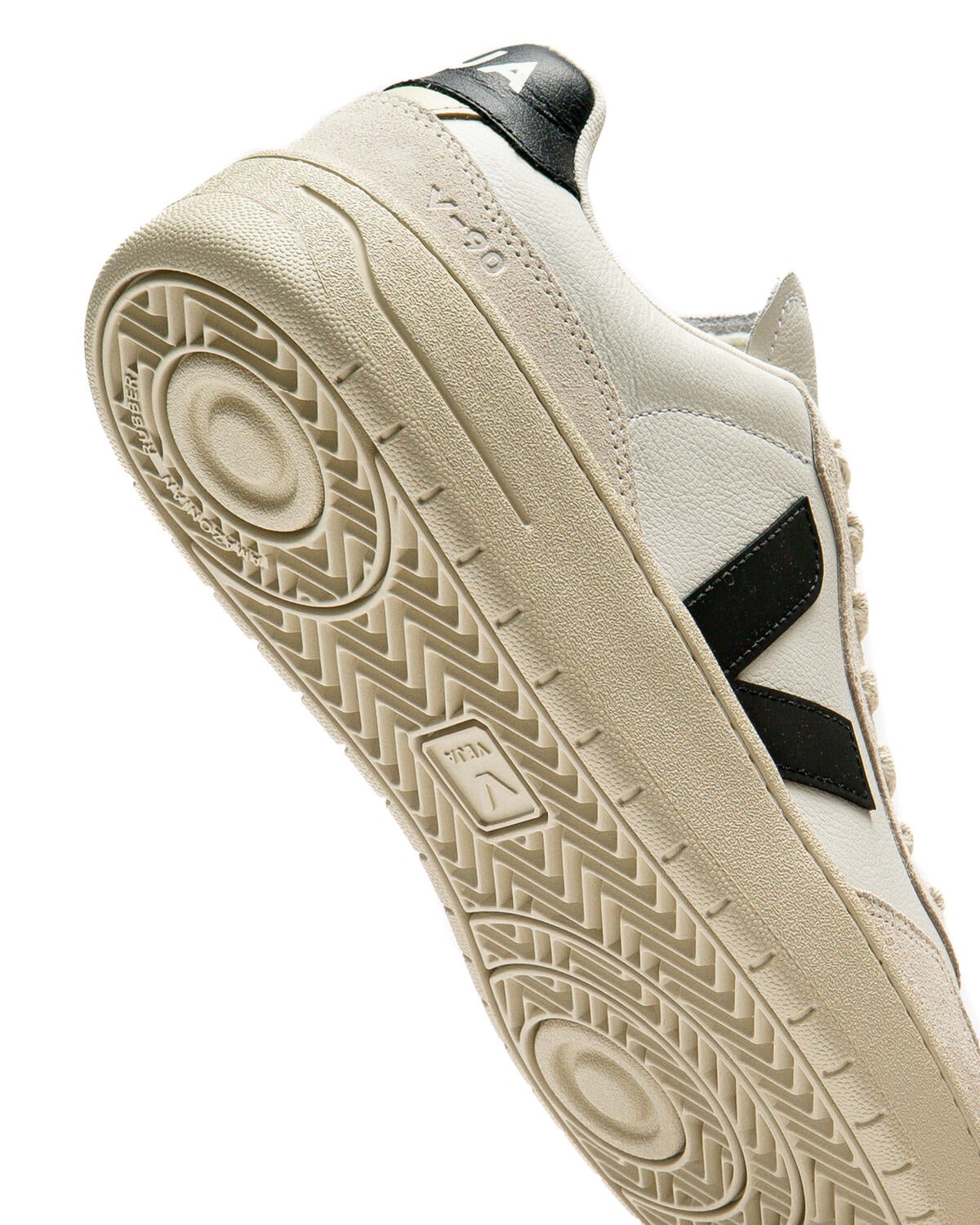 Veja Mens V-90 O.T. Leather Sneakers - White/Black - Image 7