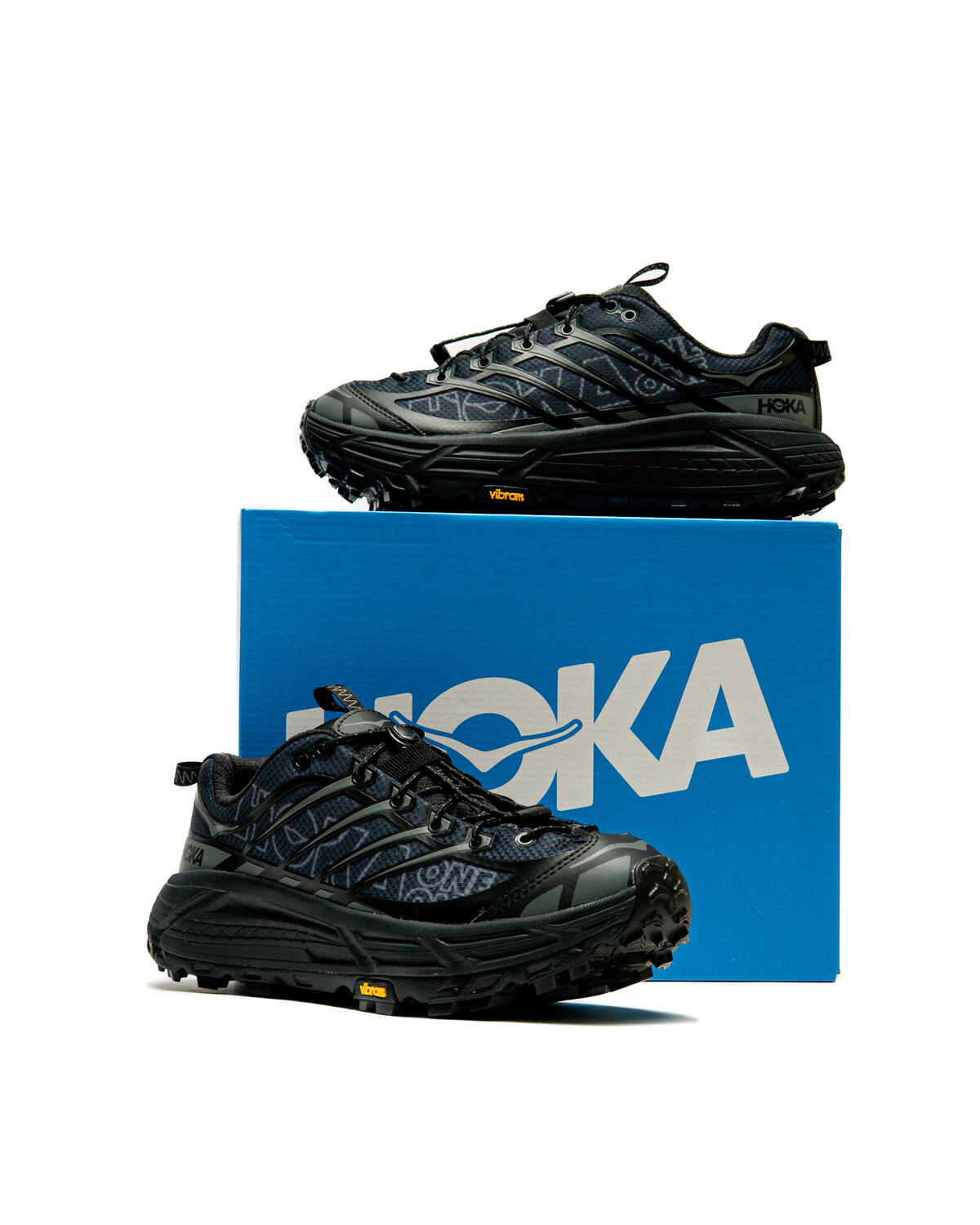 HOKA Mafate Three2 Wordmark Sneaker in Black/Outer Orbit - Image 9
