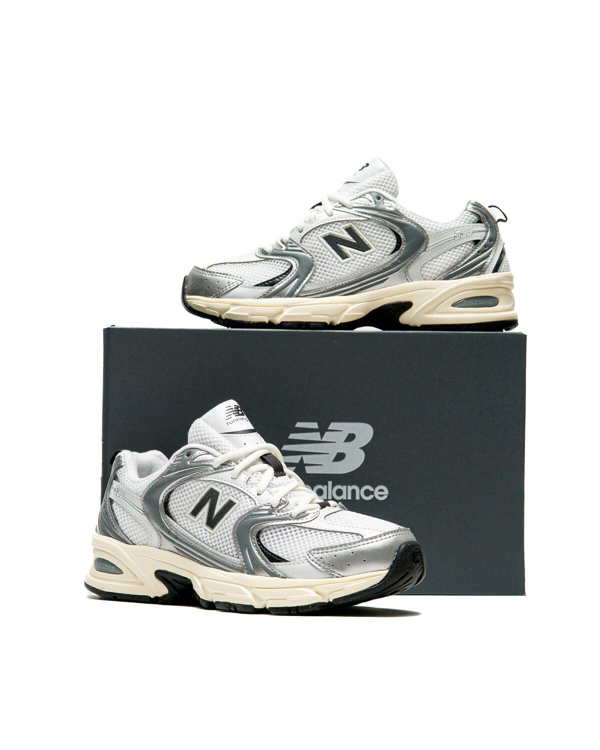 New Balance 530 Silver Metallic Black Cement (Women's) - Image 38