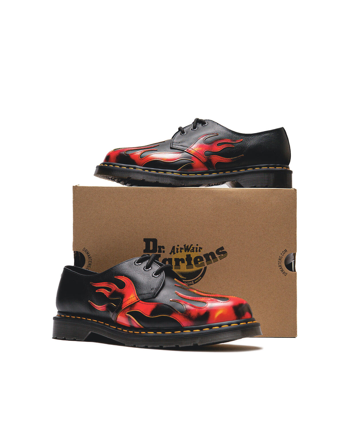 Dr. Martens Black and Orange Flame Oxfords Vintage tredair flame shoes oxford Dr Martens size 7... | Depop main image 2
