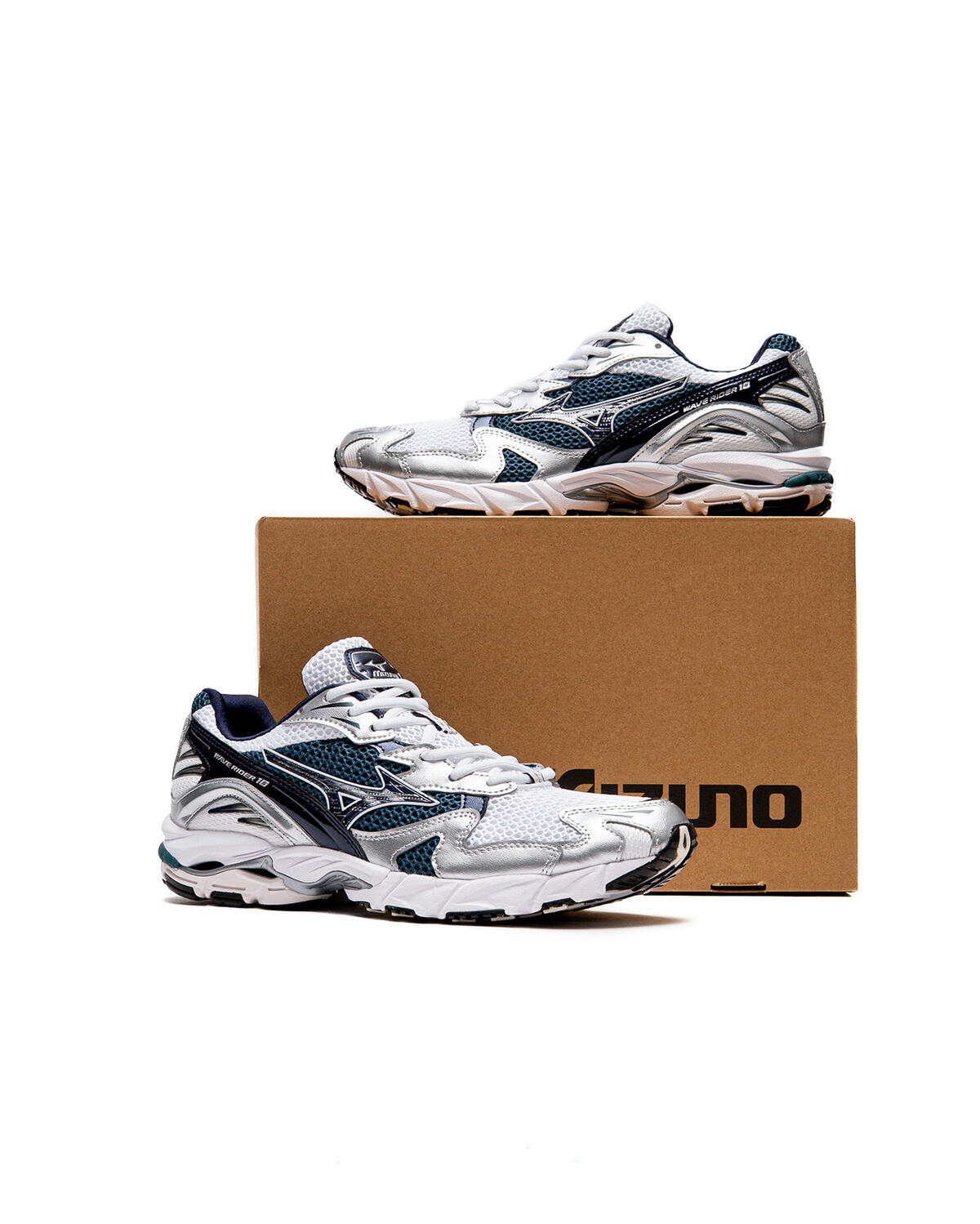 Mizuno Wave Rider 10 White / Baritone Blue / Deep Teal - Image 21
