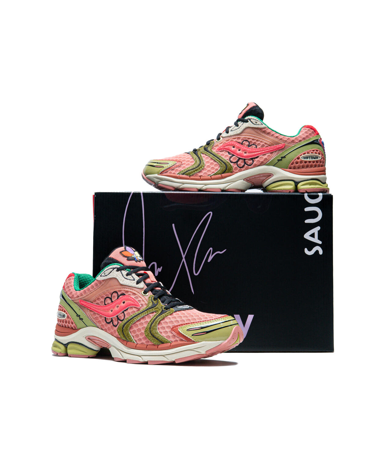 Saucony x Jae Tips Men's "Flowers Grow Uptown" Progrid Triumph 4 (Peach/Leaf) - Image 65