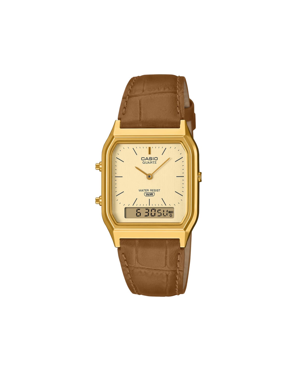 Casio Duo Leather Band Yellow Dial AQ230EGL-9A
