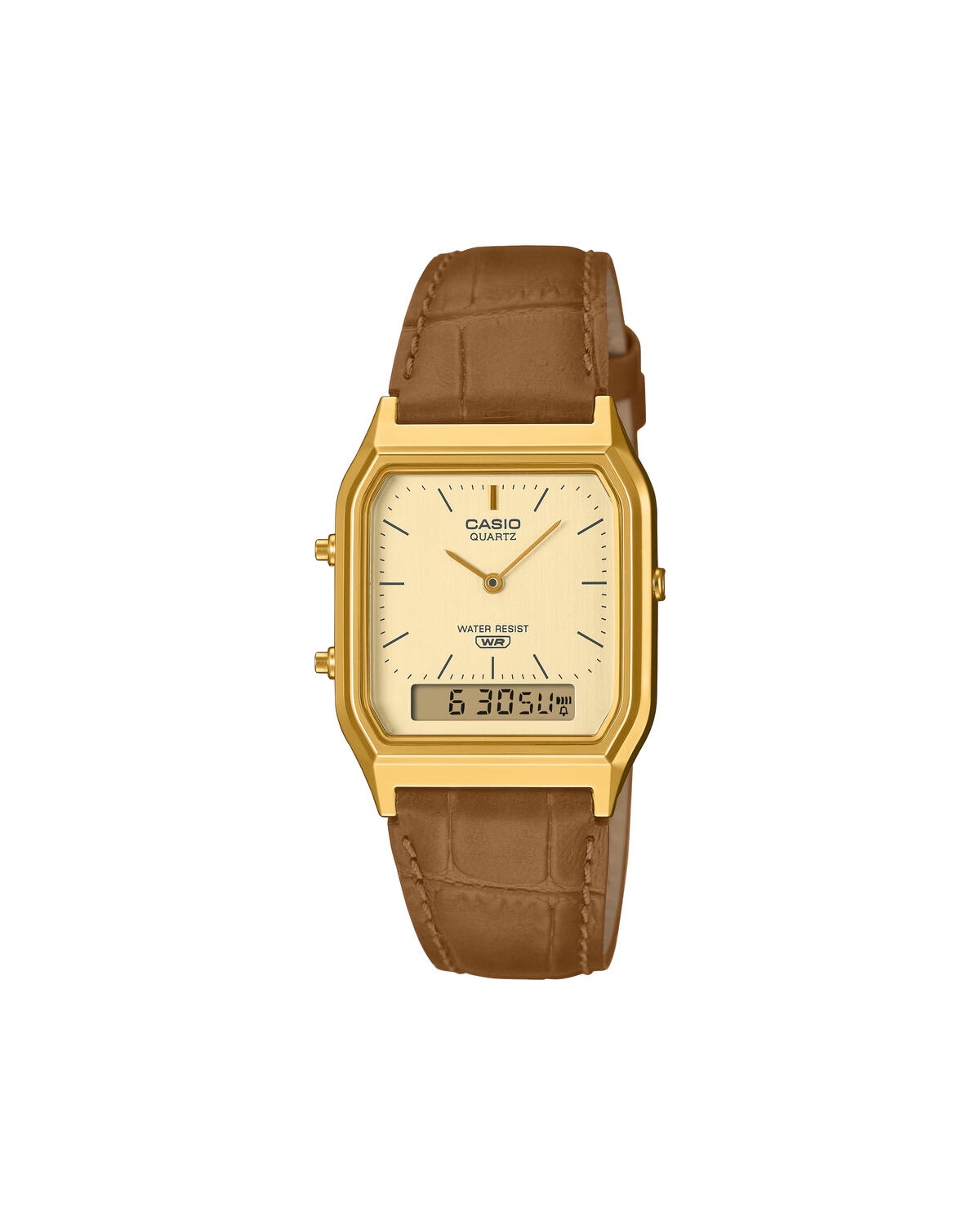 Casio Duo Leather Band Yellow Dial AQ230EGL-9A