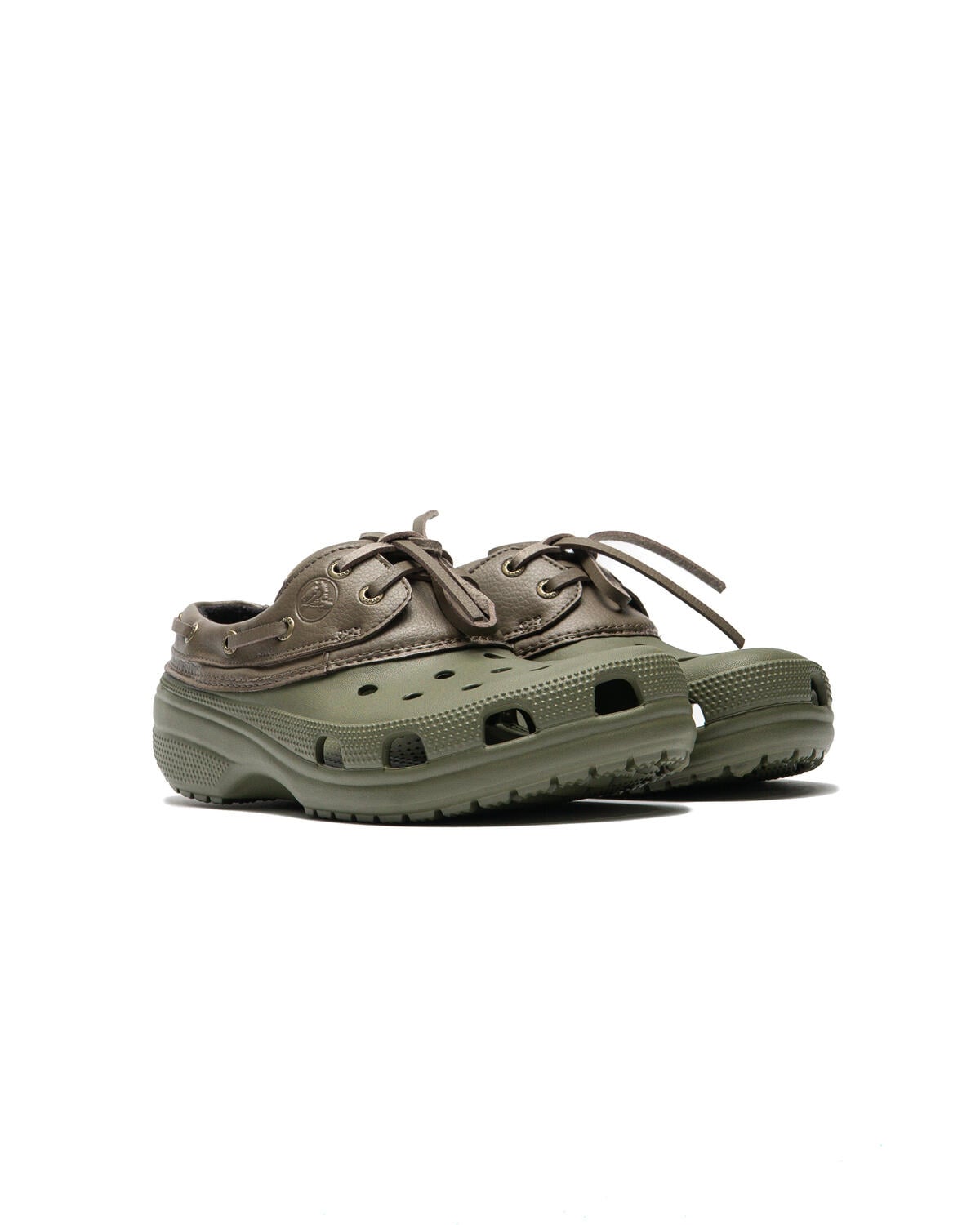 CROCS Mens Classic Islander - Army Green & Leather Crocs Islander Shoes Mens 8 Womens 10 Brown Leather Lace Up  main image 4