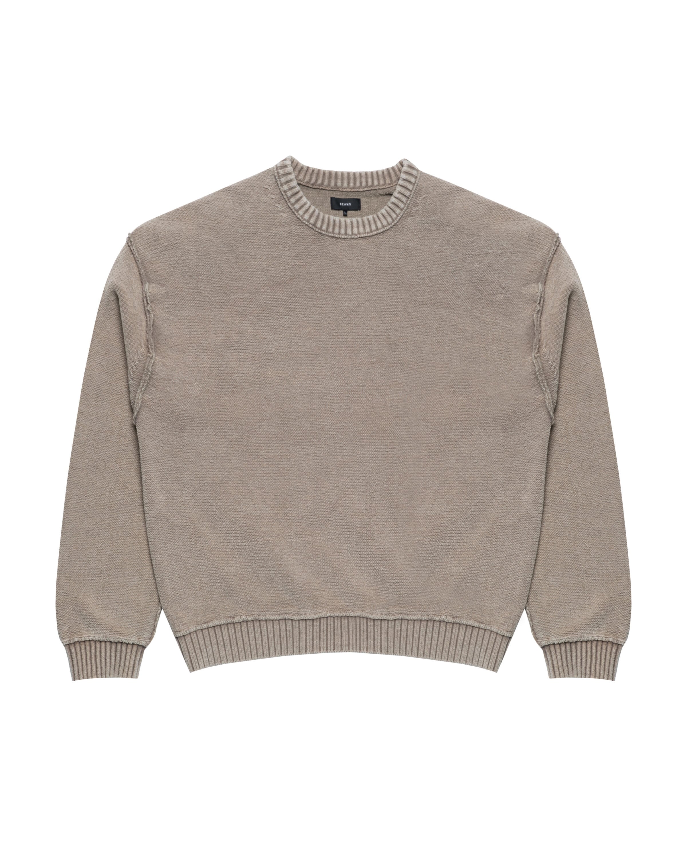 BEAMS 5 GAUGE GARMENT DYE COTTON CREW NECK