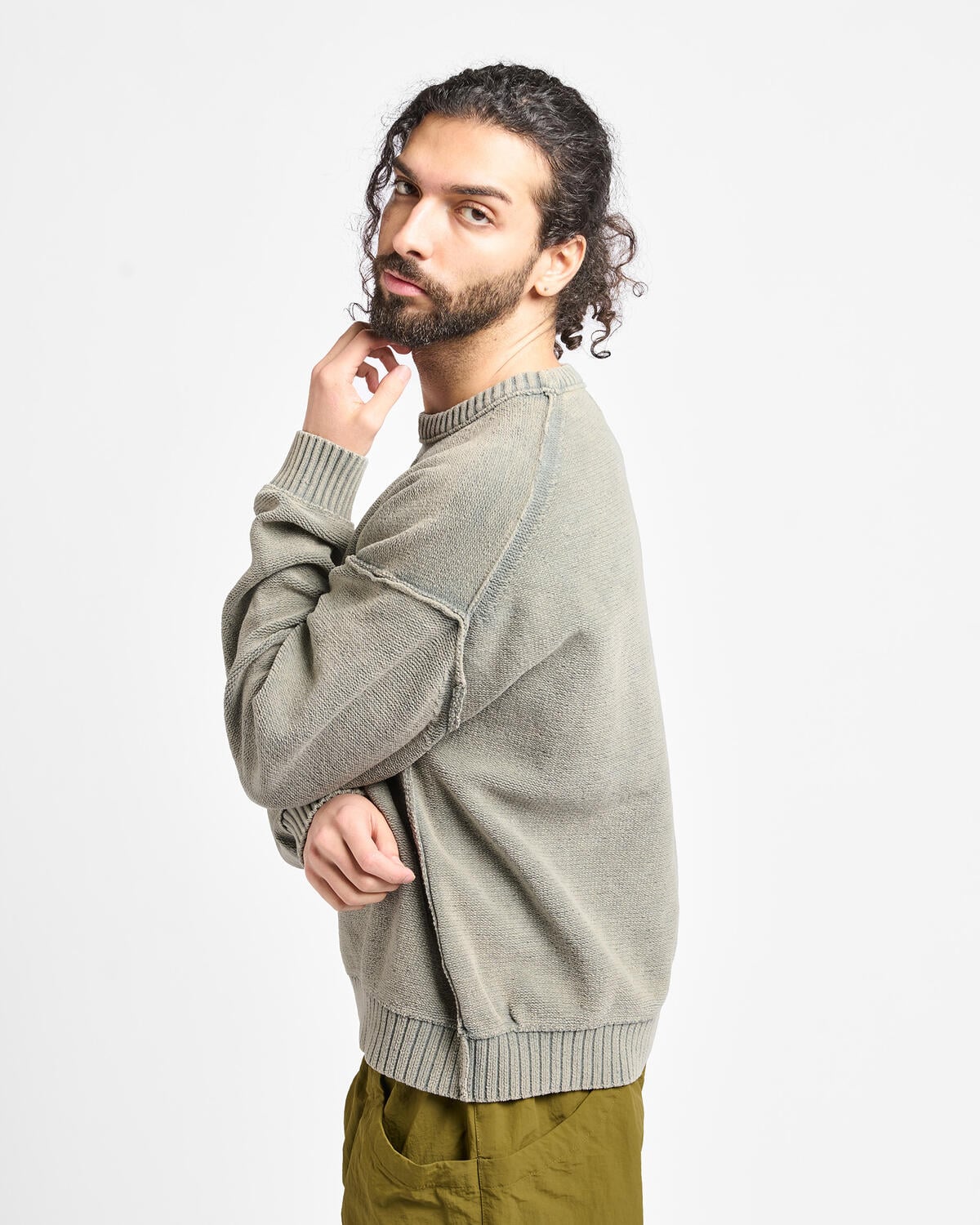 BEAMS 5 GAUGE GARMENT DYE COTTON CREW NECK | 11151840147-67 | AFEW 