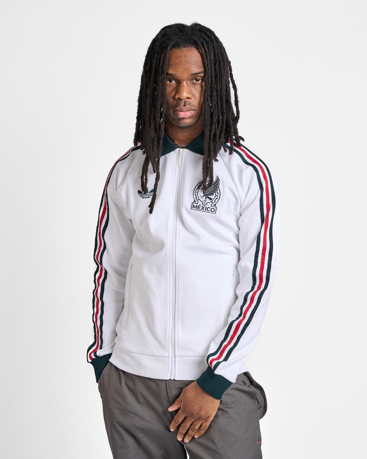 ホワイト ジップアップジャケット M adidas Originals Mexico FMF Away 