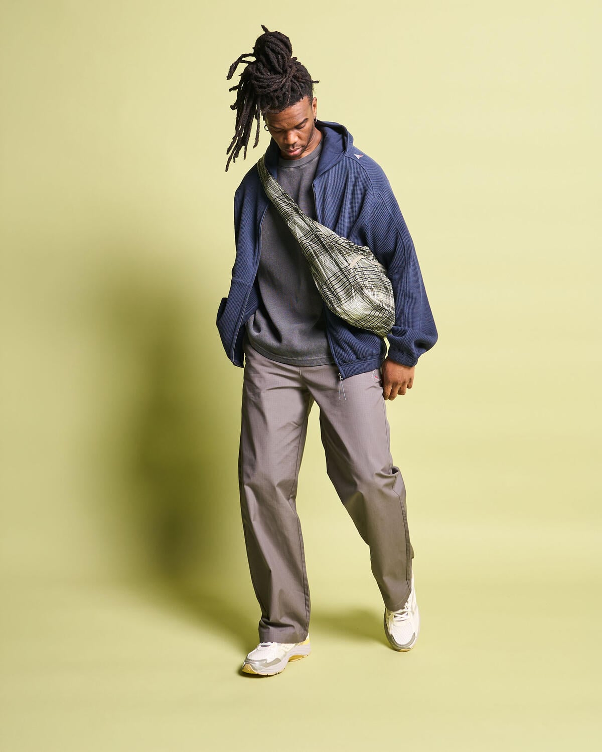 ROA Bee Sun Faded Organic Waffle Zip Up Hoodie | YBMW034FA31-BLU0002 ...