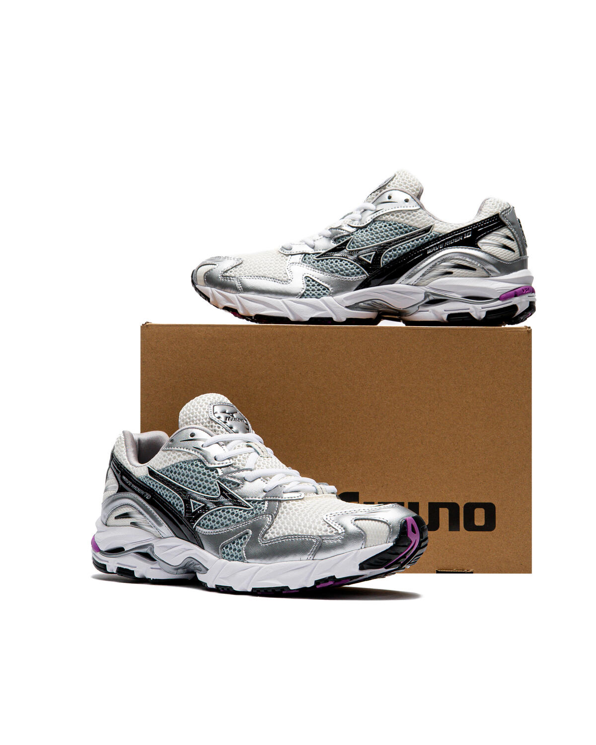 Mizuno Wave Rider Snow White/Black/Slate D1GA210418 - Image 9