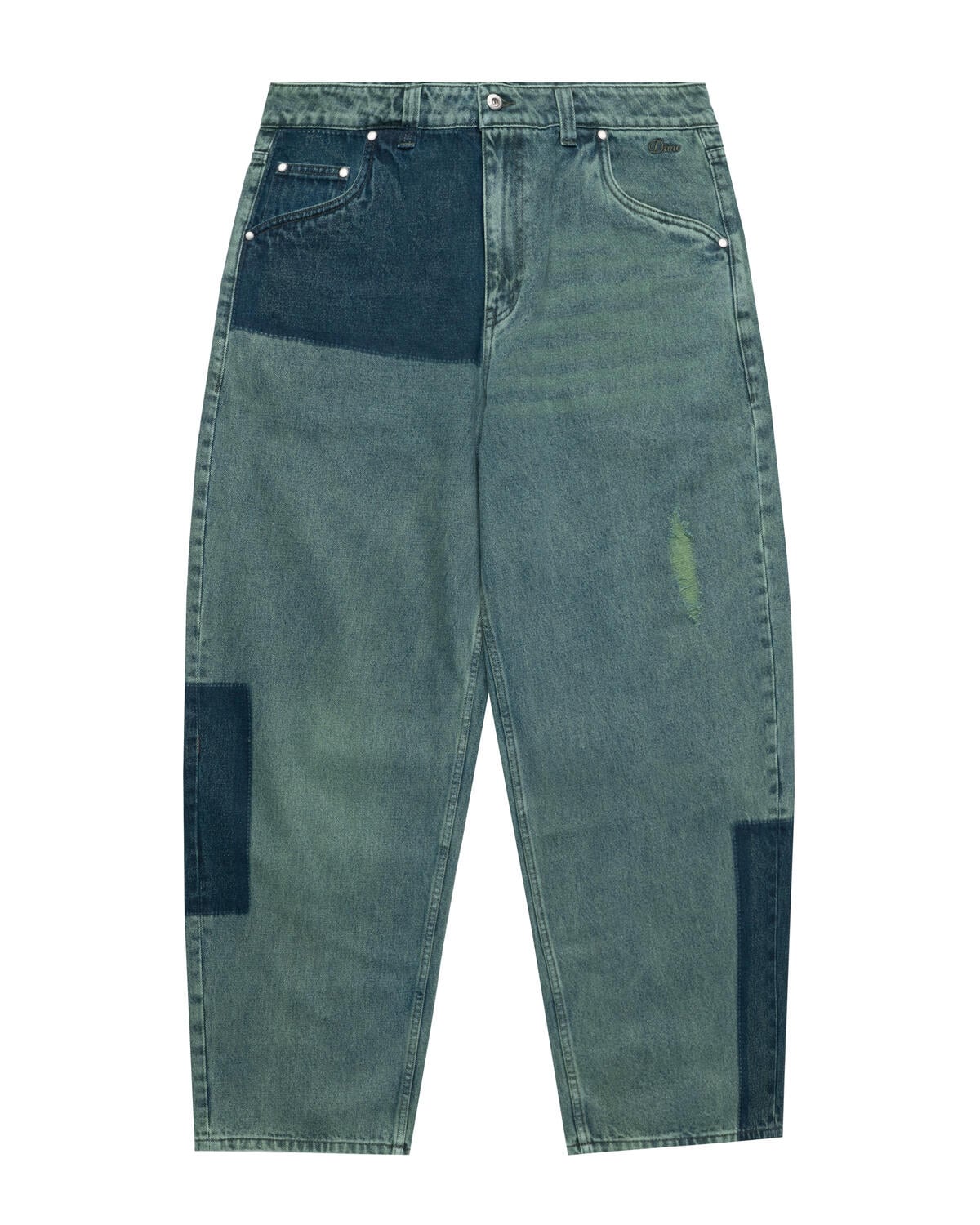 Dime Baggy Denim Pants - Distressed Green