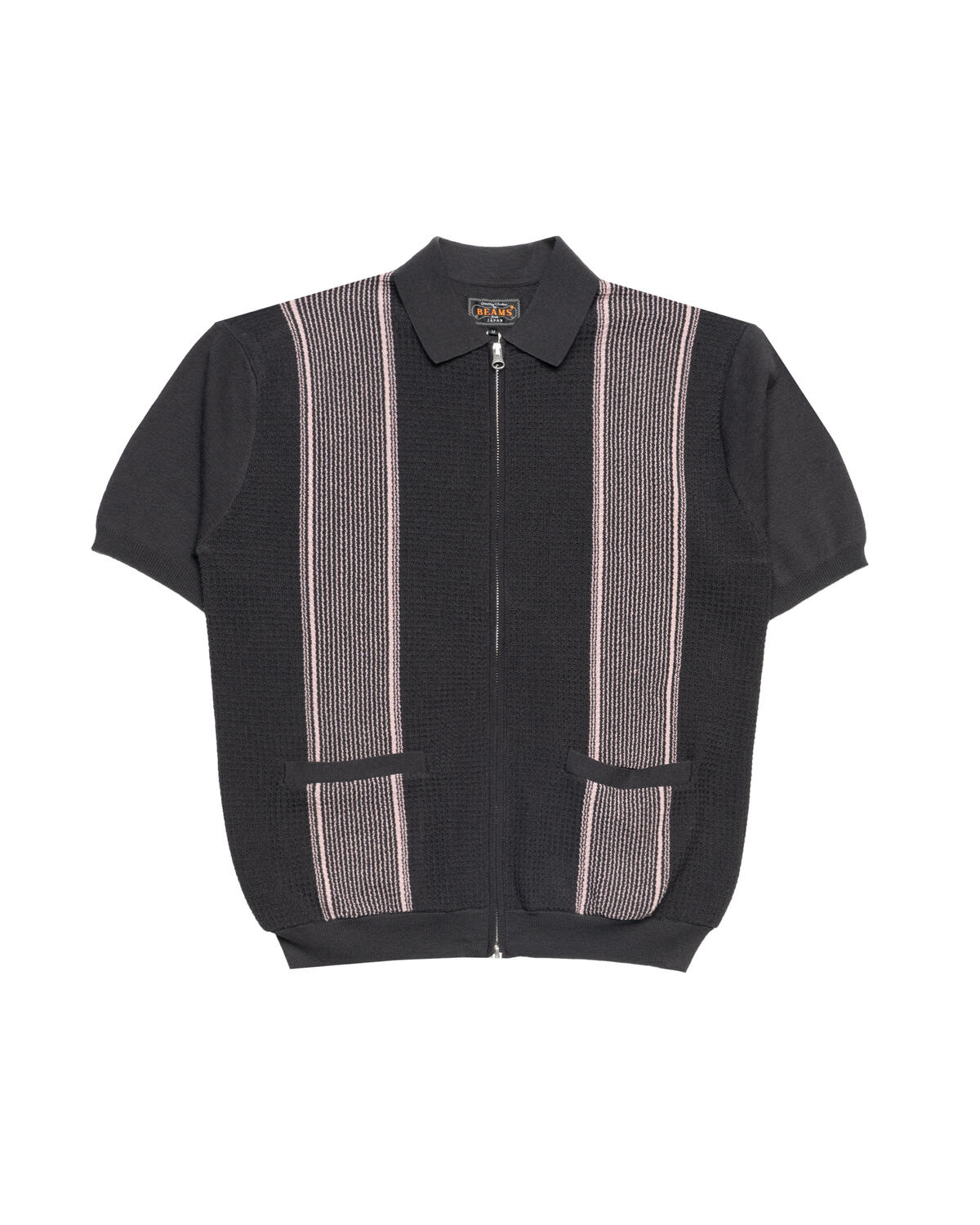 Beams+ Zip Knit Polo Stripe - Image 2