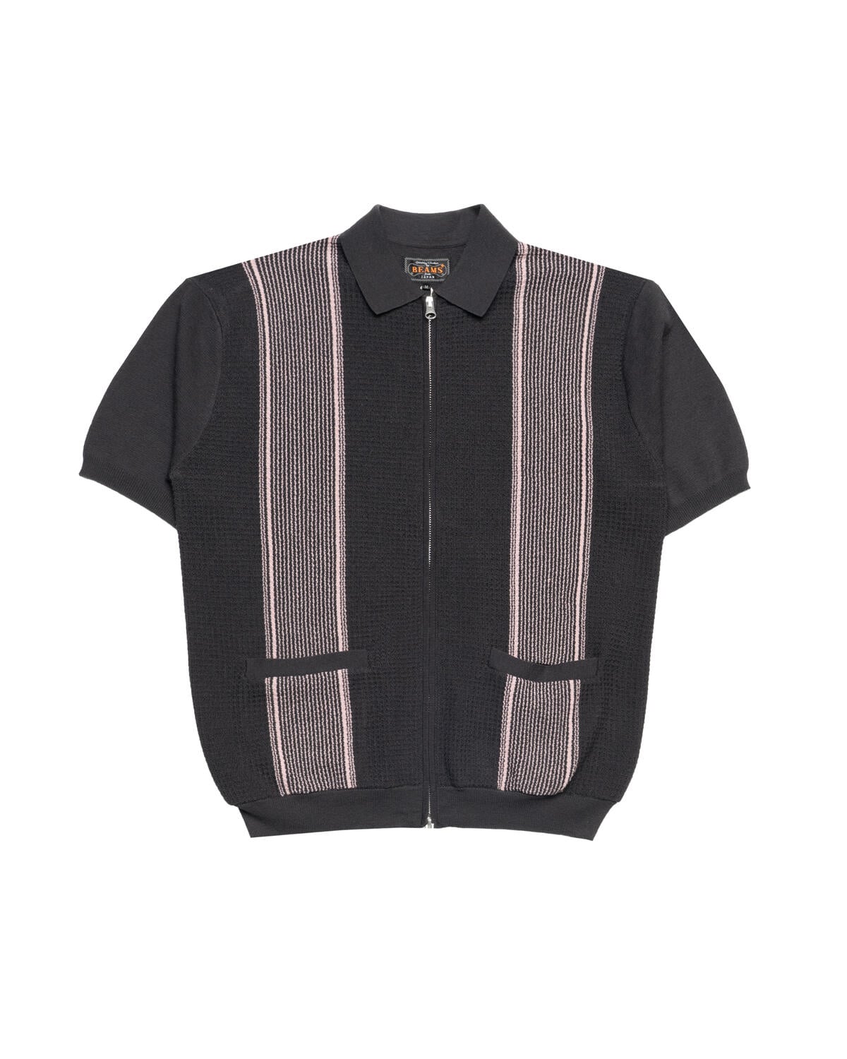 Beams+ Zip Knit Polo Stripe - Image 2