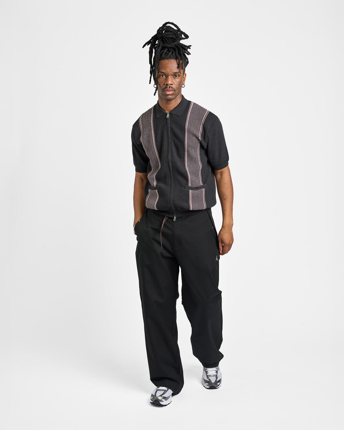 Beams+ Zip Knit Polo Stripe - Image 3