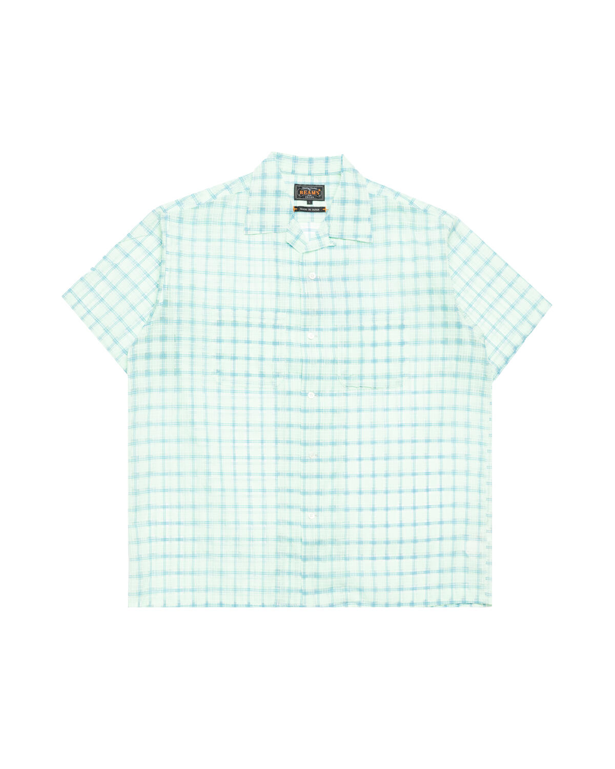 Beams+ Open Collar Nylon Airy Plaid - Image 1