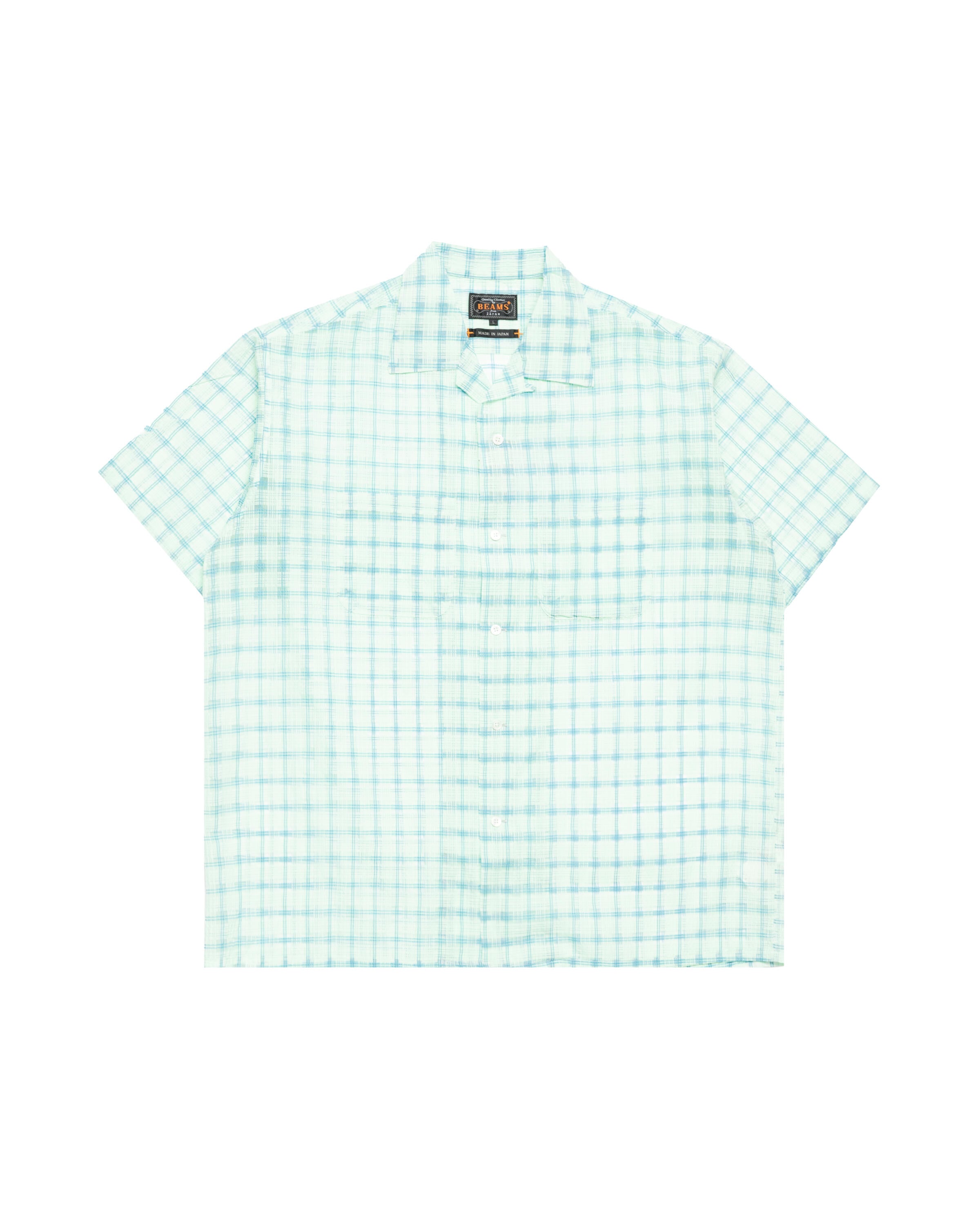 Beams+ Open Collar Nylon Airy Plaid