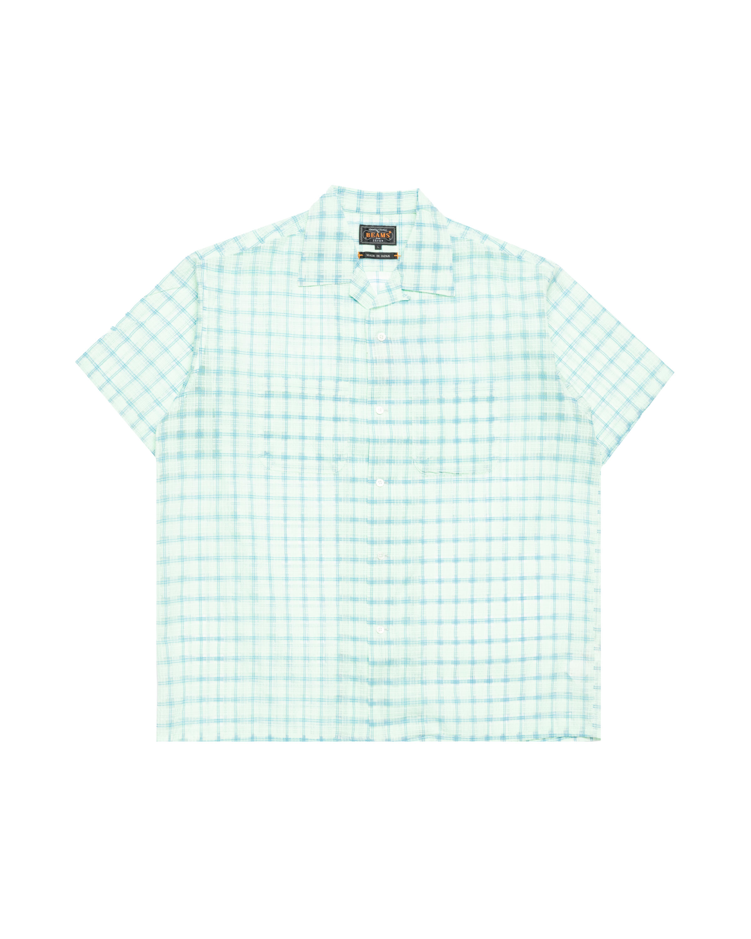 Beams+ Open Collar Nylon Airy Plaid