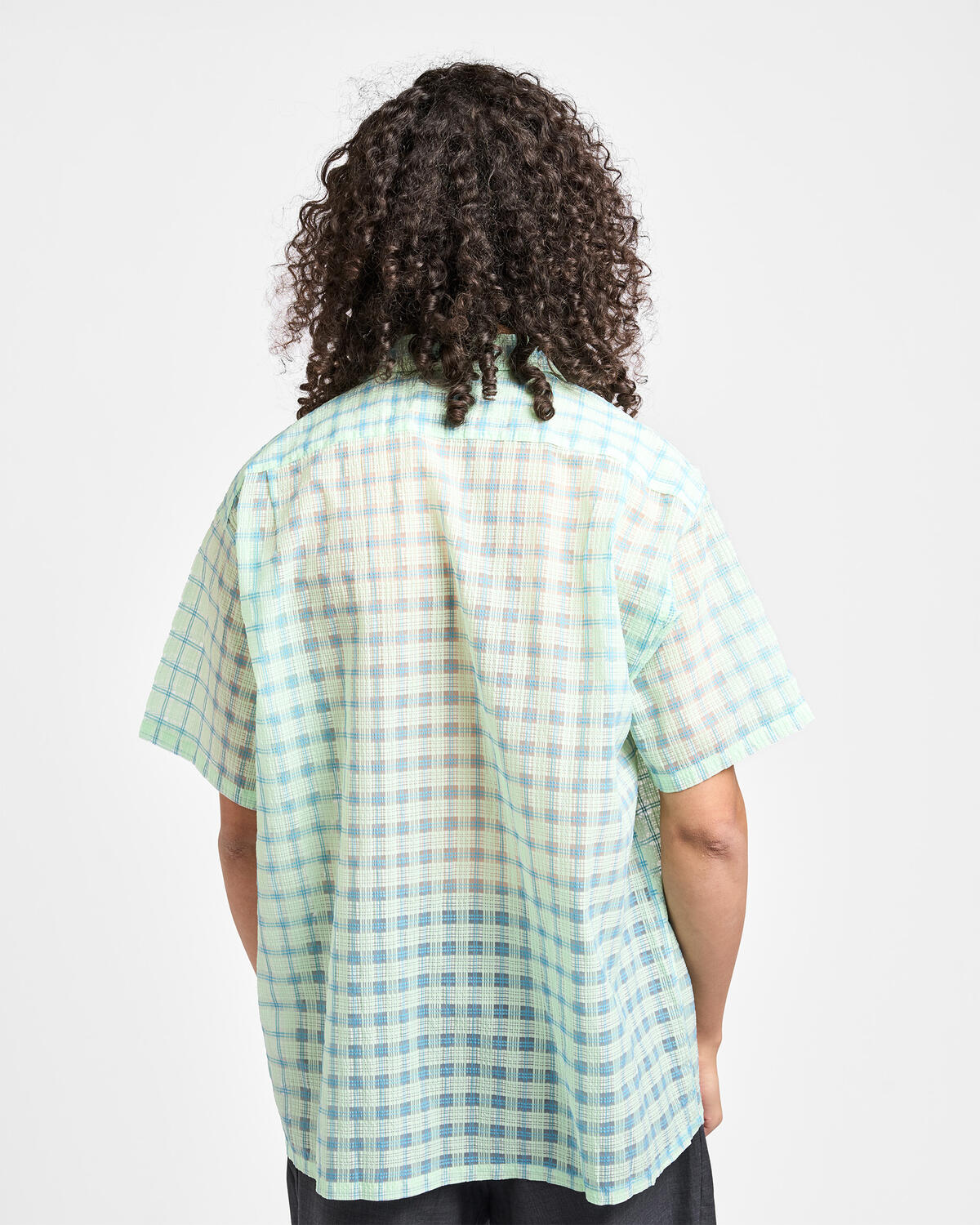 Beams+ Open Collar Nylon Airy Plaid - Image 6