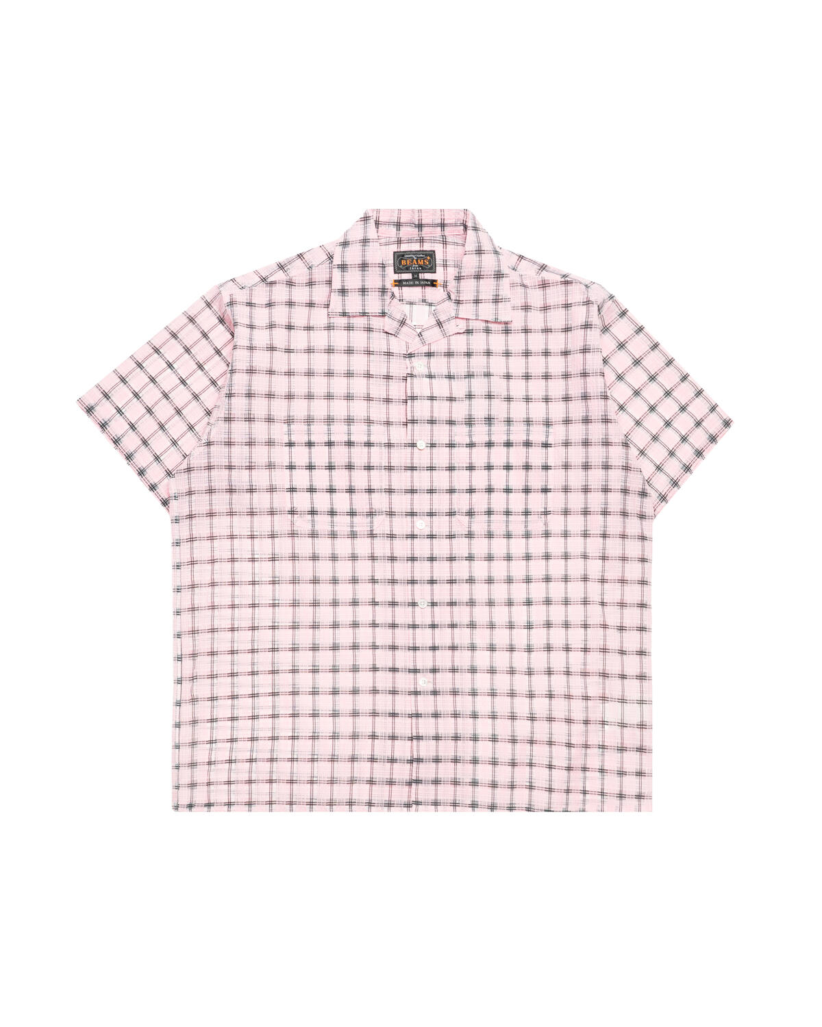 Beams+ Open Collar Nylon Airy Plaid