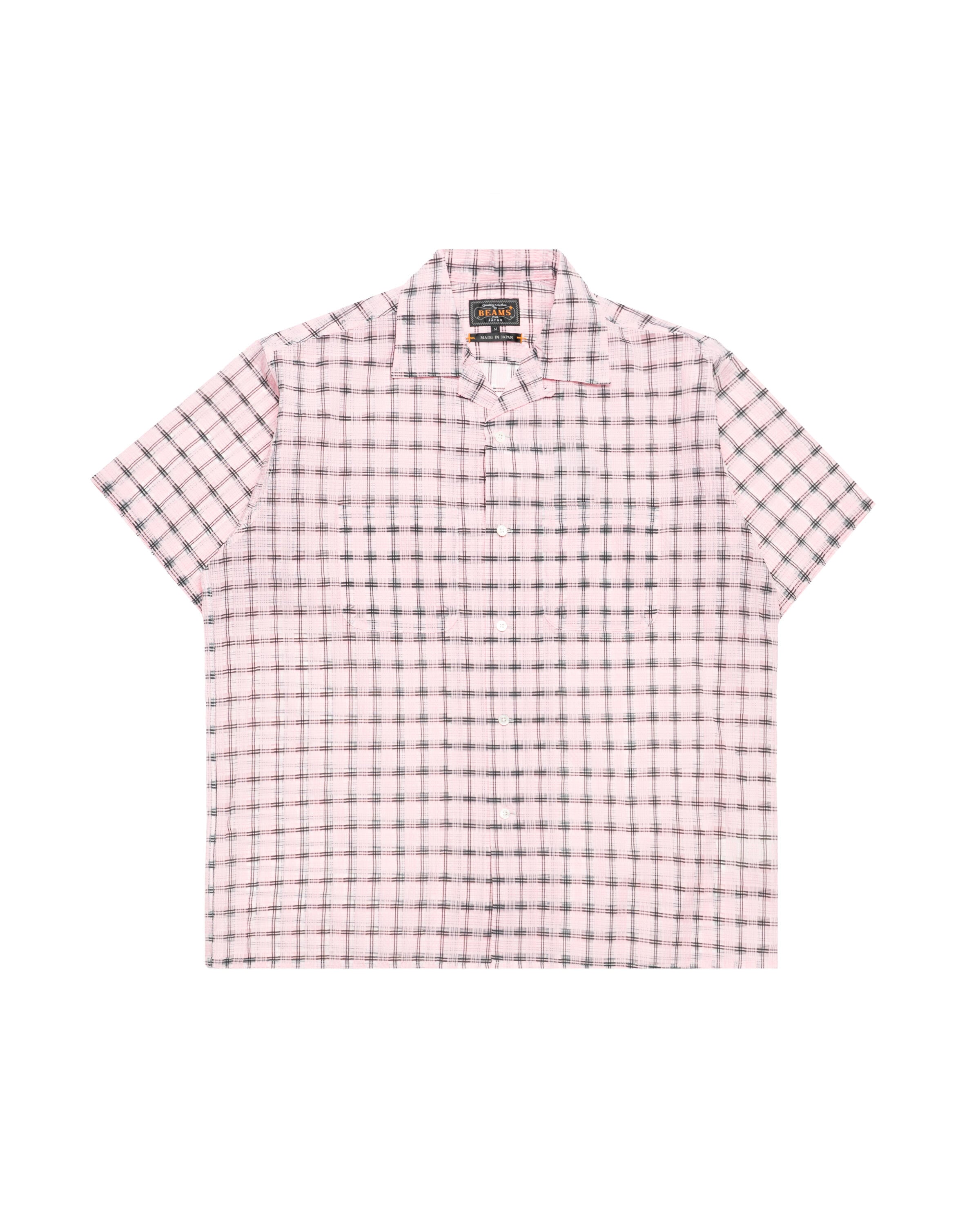 Beams+ Open Collar Nylon Airy Plaid