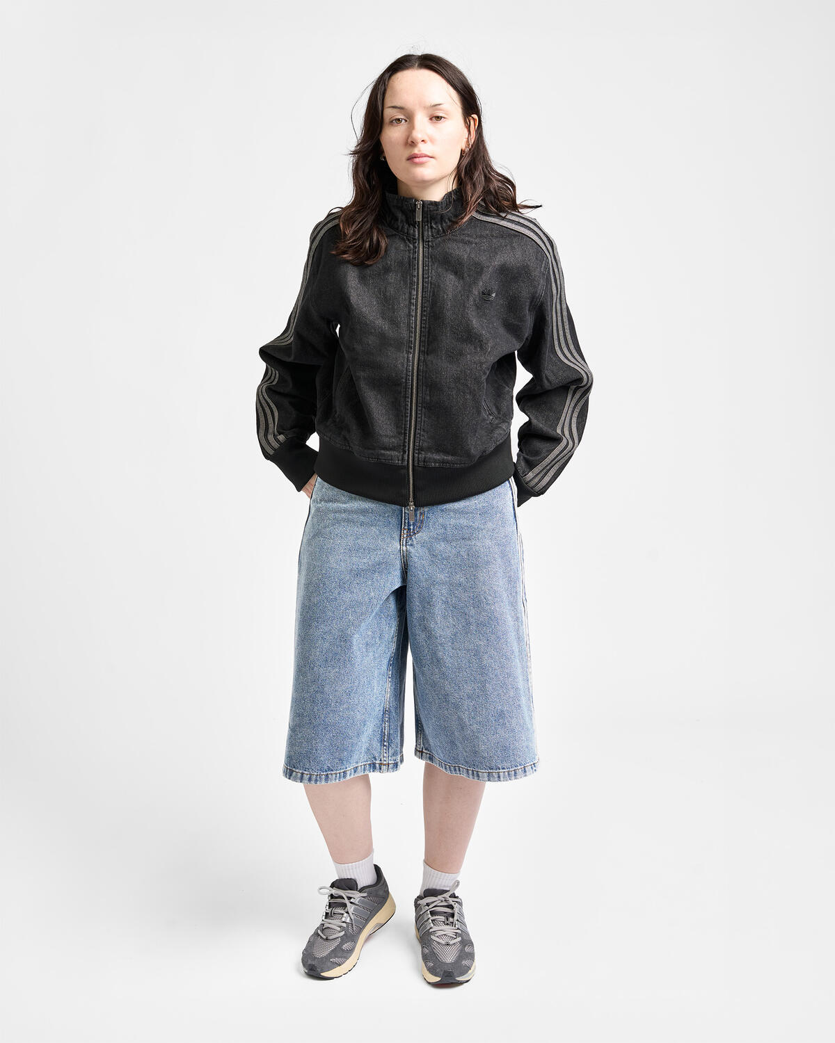 adidas Originals Wmns Mid Rise Denim Jorts - Image 3