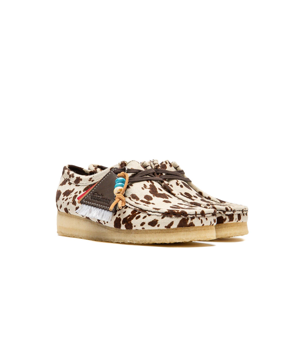 Clarks Originals Womens Wallabee Shoe Brown Cow Print