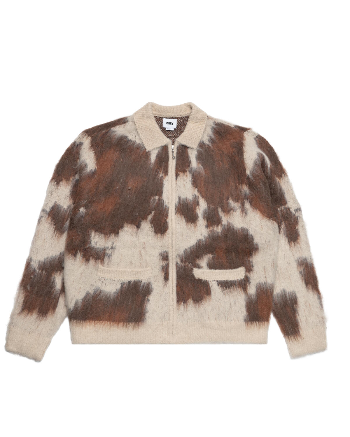 OBEY COW Pattern ZIP Sweater Cow
